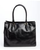 Tod's Black Leather Suede Accent Top Handle Large Tote - Lyst