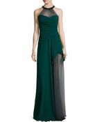 J. Mendel Bead-Embellished Draped Silk Halter Gown - Lyst
