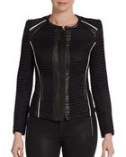 Iro Giana Leather Paneled Jacquard Jacket - Lyst