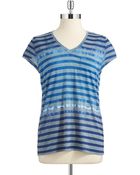 Vince Camuto Striped V-Neck Tee - Lyst