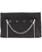 Ash Zowie Chain-Trimmed Leather Clutch - Lyst