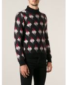Saint Laurent Geometric Print Jumper - Lyst