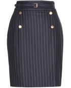 Alexander McQueen Pinstriped Wool Pencil Skirt - Lyst