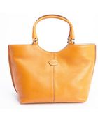 Tod's Burnt Orange Leather Mid-Size Tote - Lyst