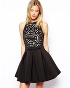 Asos Premium Cutwork Skater Dress - Lyst