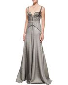 J. Mendel Metallic Full-Skirt Gown - Lyst