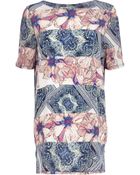 River Island Blue Spliced Printed T-Shirt Dress - Lyst