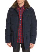Tommy Hilfiger Doug Navy Nylon Parka With Patch Pockets - Lyst