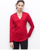 Ann Taylor Petite Crepe Blouse - Lyst
