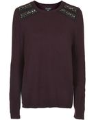 Topshop Shoulder Embellished Sweater - Lyst