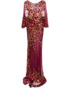 Marchesa Embroidered Wrap Gown - Lyst
