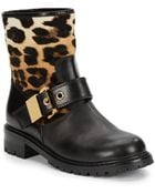 Giuseppe Zanotti Leather & Leopard-Print Calf Hair Moto Boots - Lyst