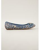 Tory Burch Leopard Print Ballerina - Lyst