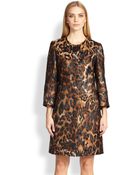 Escada Leopard Jacquard Coat - Lyst