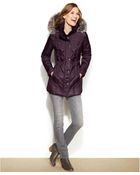 London Fog Quilted Hooded Down Puffer Coat - Lyst