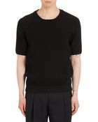 Balenciaga English Rib-Knit Short-Sleeve Sweater - Lyst