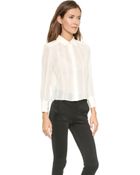 7 For All Mankind Shirred Lace Cropped Blouse - Cream - Lyst