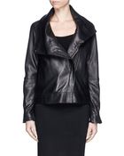 Helmut Lang High Collar Leather Biker Jacket - Lyst