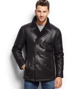 Guess Faux-Shearling Peacoat - Lyst