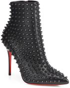 Christian Louboutin Snakilta Spiked Leather Ankle Boots - Lyst