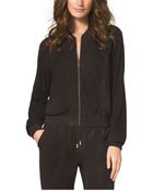 Michael Kors Perforated Suede Bomber Jacket - Lyst