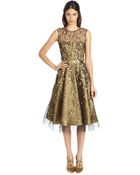 Oscar de la Renta Sleeveless Lame and Bead Embroidered Dress - Lyst