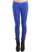 Current/Elliott Ankle Skinny Jean In Cobalt Chevron - Lyst