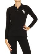 Polo Ralph Lauren T-Shirt Julie Polo Long Sleeve Mesh 5 Buttons Big Pony - Lyst