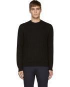 A.P.C. Navy Ribbed Crewneck Sweater - Lyst