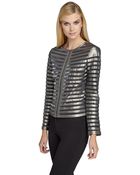 Catherine Catherine Malandrino Jeanne Striped Metallic Faux Leather Jacket - Lyst