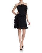 Dolce & Gabbana Strapless Dotted Ruffle Dress - Lyst