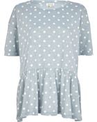 River Island Blue Marl Polka Dot Peplum T-Shirt - Lyst