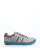 Original Penguin Grey And Blue Leather And Canvas Lace Up Sneakers - Lyst