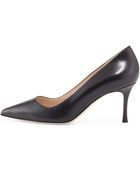 Manolo Blahnik Bb Leather Mid-Heel Pump - Lyst