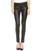 Current/Elliott The Ankle Skinny Stretch Leather Pants - Fawn - Lyst