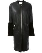Acne Studios Shearling Fur Cuffed Coat - Lyst