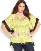 Michael Kors Michael Plus Size Printed Peasant Blouse - Lyst