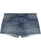 Current/Elliott The Boyfriend Leopard-Print Denim Shorts - Lyst
