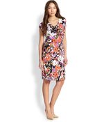 Boss by Hugo Boss Floral Cap-Sleeve Jersey Dress - Lyst