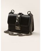 Valentino Black Studded Leather Glam Lock Mini Shoulder Bag - Lyst