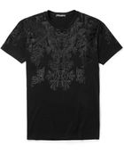 Dolce & Gabbana Flocked Cotton-Jersey T-Shirt - Lyst