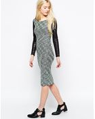 Wal-G Knitted Midi Dress With Leather Look Sleeves - Lyst