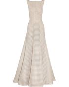 Elie Saab Striped Honeycomb-Mesh And Brushed-Satin Gown - Lyst