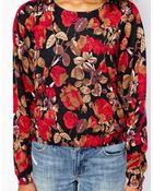 Monki Rose Print Sweat Top - Lyst