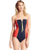 Tommy Hilfiger Zip Front Bandeau One-Piece - Lyst