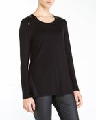 Laundry By Shelli Segal Faux Leather Shoulder Top - Lyst