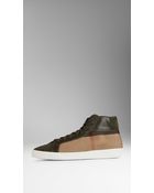 Burberry Canvas Check and Leather Hightop Trainers - Lyst