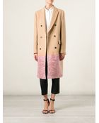 MSGM Textured Panel Double Breasted Coat - Lyst