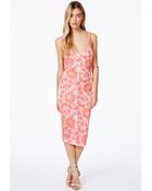 Missguided Clareta Coral Lace Cami Slip Midi Dress - Lyst