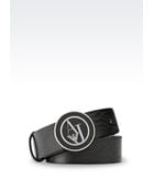 Armani Jeans Leather Belt With Logoed Buckle - Lyst